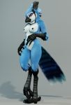  3d_(artwork) anthro avian bird blue_jay breasts corvid digital_media_(artwork) feathers featureless_crotch female hi_res jay_(bird) new_world_jay nipples nude ruaidri simple_background solo standing 