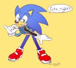  clothing exercise_clothes eyes_lowered footwear gloves olympic shirt shoes smile smug sonic_(series) sonic_the_hedgehog specialzone speech_bubble topwear 