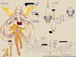  :d aqua_eyes bag blonde_hair boots breasts character_sheet cleavage_cutout commentary_request concept_art dress energy_wings floral_print frilled_dress frills full_body hair_ornament high_collar high_heels highres ji_no large_breasts long_hair official_art open_mouth petals rapunzel_(sinoalice) sepia_background sinoalice sleeves_past_wrists smile solo square_enix staff thigh_boots thighhighs translation_request very_long_hair wings 
