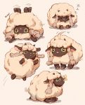  ahoge ahoge_wag artist_name braid bug butterfly butterfly_on_nose clivenzu commentary english_commentary expressive_hair fluffy gen_8_pokemon highres horns insect jumping multiple_views no_humans pokemon pokemon_(creature) pokemon_(game) pokemon_swsh sheep simple_background sleeping stuck twin_braids upside-down wooloo zzz 