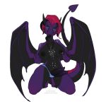  1:1 2019 5_fingers anthro black_tongue blue_eyes breasts dickgirl digital_media_(artwork) dragon hair hi_res intersex kneeling melamoryblack membrane_(anatomy) membranous_wings multi_penis non-mammal_breasts penis scalie simple_background solo tongue violet_(femtoampere) western_dragon white_background wings 