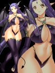  1girl as_(artist) boots breasts demon_girl highres large_breasts long_hair original purple_hair succubus thigh_boots thighhighs yellow_eyes 