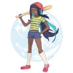  baseball_bat baseball_cap bat cosplay hat highres mother_(game) mother_2 ness ness_(cosplay) pokemon pokemon_(game) pokemon_swsh red_footwear rurina_(pokemon) shirt socks striped striped_shirt 