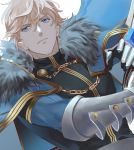  1boy armor blonde_hair blue_eyes cape fate/grand_order fate_(series) gauntlets gawain_(fate/extra) gawain_(fate/grand_order) knights_of_the_round_table_(fate) male_focus simple_background takashi_(huzakenna) white_background 