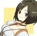  1girl black_hair blush breasts brown_eyes choker cleavage closed_mouth commentary_request final_fantasy final_fantasy_ix garnet_til_alexandros_xvii ichi_(pixiv6373491) jewelry looking_at_viewer necklace short_hair smile solo 