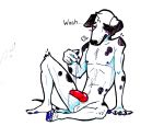  anthro canid canine canis dalmatian dogbert domestic_dog erection fisis hi_res knot male mammal masturbation orgasm penile penis solo 