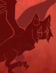  1girl animal_ear_fluff animal_ears bangs eyebrows_visible_through_hair fox_ears godzilla:_king_of_the_monsters godzilla_(series) hair_between_eyes highres kaijuu kemomimi-chan_(naga_u) looking_away monochrome naga_u original red_theme rodan rodan_(godzilla:_king_of_the_monsters) sidelocks solo v-shaped_eyebrows wings 