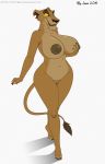  2019 anthro anthrofied areola big_breasts breasts brown_fur disney el-loko fangs felid female fur half-closed_eyes hi_res lion mammal multicolored_fur nipples open_mouth pantherine pussy red_eyes simple_background solo teeth the_lion_king tongue two_tone_fur white_background yellow_sclera zira 