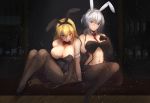  animal_ears azur_lane bunny_ears bunny_girl cleavage north_carolina_(azur_lane) pantyhose washington_(azur_lane) yusha_(m-gata) 