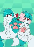  2018 3_toes animal_genitalia anthro balls duo feet foot_focus fully_sheathed grimev hi_res jeison_(character) legendary_pok&eacute;mon looking_at_viewer male nintendo pawpads paws penis pok&eacute;mon pok&eacute;mon_(species) shaymin shaymin_(land_form) shaymin_(sky_form) sheath shiny_pok&eacute;mon toes video_games 
