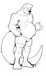  anthro bottomwear clothing hi_res huge_tail kairyu-shin lutrine male male_pregnancy mammal membrane_(anatomy) mustelid pandottermon plantigrade pregnant shorts simple_background solo standing thick_tail webbed_hands 