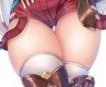  1girl atelier_(series) atelier_ryza brown_legwear close-up denpa_(denpae29) head_out_of_frame red_shorts reisalin_stout short_shorts shorts simple_background solo thigh_gap thighhighs thighs white_background white_legwear 