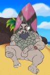  2019 absurd_res alolan_golem anso/rez anthro balls beach biceps big_balls big_penis body_hair butt chest_hair claws cloud digital_media_(artwork) eyebrows facial_hair goatee golem_(pok&eacute;mon) half-erect hand_on_penis hi_res humanoid_penis male mineral_fauna musclegut muscular muscular_male mustache nintendo nude outside palmtree pecs penis pok&eacute;mon pok&eacute;mon_(species) pok&eacute;morph red_eyes regional_variant rock sea seaside sitting sky slightly_chubby smile solo spreading surfboard teeth thick_eyebrows toes uncut video_games water 