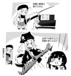  3girls alternate_costume angry assault_rifle commentary_request eyepatch g11_(girls_frontline) girls_frontline gun h&amp;k_hk416 hk416_(girls_frontline) instrument jacket kemejiho keytar m16a1_(girls_frontline) multiple_girls music piano playing_instrument rifle teaching thumbs_up translation_request weapon 
