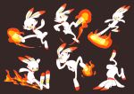  3_fingers 3_toes ablob ambiguous_gender anthro dipstick_ears fire fur kick multicolored_ears multiple_images nintendo orange_ears pok&eacute;mon pok&eacute;mon_(species) scorbunny simple_background toes video_games white_ears white_fur 