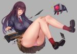  blush ctrlz77 girls_frontline long_hair purple_hair red_eyes seifuku skirt tie wa2000_(girls_frontline) 