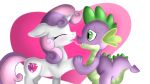  &lt;3 16:9 female friendship_is_magic jbond male male/female my_little_pony spike_(mlp) sweetie_belle_(mlp) tongue_play 