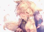  all_male animal_ears blonde_hair blush close collar fang granblue_fantasy kou_(granblue_fantasy) long_hair male shigaraki_(strobe_blue) tail tears yellow_eyes 