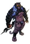  2017 4_toes abs anthro armor big_sword bulge clothing cybernetics cyborg digitigrade felid footwear frown fur hood jacketbear jockstrap kemono looking_at_viewer machine male mammal melee_weapon midriff muscular muscular_male navel nipples obliques pantherine pecs purple_fur sandals scar solo sword toes unconvincing_armor underwear visor weapon zipper 