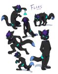  2019 anthro black_fur blue-eyes blue_nose domestic_cat felid feline felis feral fur hair jay-kuro male mammal purple_hair solo 
