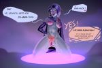  body_modification corruption dc_comics digital_media_(artwork) english_text expansion female growth human magic mammal nipples not_furry nude open_mouth orionart raven_(dc) simple_background slightly_chubby solo spell teen_titans text 