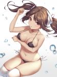  azur_lane bikini breast_hold cleavage erect_nipples haruna_(azur_lane) ikomochi swimsuits thighhighs 