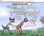  aaaaaaaaaaa dialogue english_text fur group hair humor male mammal nude open_mouth out-of-placers patreon pink_eyes red_hair screaming teeth text tongue valsalia webcomic white_fur yellow_eyes yinglet 
