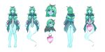  1girl ass bangs bare_legs barefoot blunt_bangs capelet commentary expressions eyebrows_visible_through_hair flipped_hair ghost_(monster_girl_encyclopedia) ghost_tail green_hair grin hair_ribbon head_tilt heart highres lantern long_hair long_sleeves looking_at_viewer monster_girl_encyclopedia multiple_views nanostar pelvic_curtain pointy_ears red_eyes red_ribbon ribbon simple_background smile white_background 