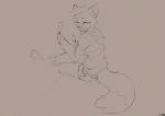  anthro barefoot bottomwear canid canine claws clothing dipstick_tail eyes_closed female food fox foxboy83 holding_food holding_object hoodie looking_back mammal monochrome multicolored_tail open_mouth open_smile partially_submerged popsicle shorts sitting smile toe_claws 