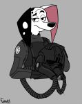  101_dalmatian_street 101_dalmatians 2019 anthro armor canid canine canis clothing crossover dalmatian delilah_(101_dalmatians) disney domestic_dog female flight_suit headgear helmet mammal pilot simple_background sketch smile solo spots star_wars tie_fighter_pilot uniform whitewolf20xx 