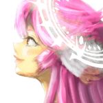  1girl brown_eyes commentary_request halo highres jibril_(no_game_no_life) long_hair magic_circle masamune_(mathumbnail) no_game_no_life pink_hair portrait profile smile solo wing_ears 