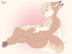  anthro big_butt butt canid canine female hand_on_butt looking_back mammal nomdelights nude simple_background smile solo wide_hips 