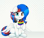  2019 animated equid equine fan_character feathered_wings feathers female feral flag grin headphones heterochromia hi_res lgbt_pride looking_at_viewer mammal my_little_pony n0nnny pterippus smile solo white_feathers wings 