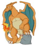  2019 balls charizard claws dragon humanoid_penis male nintendo nude partially_retracted_foreskin penis pok&eacute;mon pok&eacute;mon_(species) polarpandemonium reptile scalie simple_background slightly_chubby solo teeth tongue uncut video_games wings 