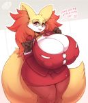  &lt;3 2019 big_breasts big_ears big_tail biped blush bottomwear breasts canid canine chest_tuft clothed clothing cute_fangs delphox dialogue english_text eyewear female fluffy fluffy_tail fox front_view fully_clothed fur glasses head_tuft hi_res huge_breasts huge_tail inner_ear_fluff light_fur long_tail looking_at_viewer mammal nintendo nipple_outline open_mouth open_smile outline pale_fur pink_tongue pok&eacute;mon pok&eacute;mon_(species) red_bottomwear red_clothing red_eyes red_topwear secretly_saucy shoulder_tuft signature skirt smile solo standing text three_tone_fur tongue topwear tuft video_games voluptuous white_fur wide_hips yellow_fur 