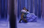  armadillo ballroom_gown belise_elle canid canine canis clothing dancing dress duo female forest gown male mammal snow snowing toughset tree winter wolf xenarthran 