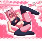  2019 accessory amy_rose anthro big_breasts bra breasts butt cat_pose choker clothed clothing digital_media_(artwork) eulipotyphlan female fur green_eyes hair happy hedgehog infested-wraith jewelry legwear lie long_hair looking_at_viewer mammal necklace one_eye_closed open_mouth panties pink_fur raised_leg simple_background smile solo sonic_(series) underwear video_games wink 