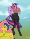  ... absurd_res armor blue_eyes blue_hair bottomwear breasts chango-tan cleavage clothed clothing equid female flash_sentry_(mlp) friendship_is_magic galea hair hi_res horn legwear magic male mammal my_little_pony pantyhose pose skirt thick_thighs twilight_sparkle_(mlp) wide_hips winged_unicorn wings 