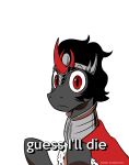  black_hair cape clothing crown english_text equid friendship_is_magic guess_i&#039;ll_die hair hi_res horn king_sombra_(mlp) looking_at_viewer mammal meme my_little_pony pony-berserker red_eyes shrug slit_pupils solo text unicorn 