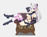  1girl absurdres calligraphy_brush calligraphy_brush_(medium) demon_girl elbow_gloves gloves highres huoying_huihui long_hair naruse_maria older paintbrush purple_eyes shinmai_maou_no_testament succubus thighhighs white_hair 