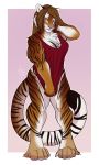  anthro bottomless bulge clothed clothing dickgirl felid hi_res intersex lavenderpandy looking_at_viewer mammal muscular muscular_dickgirl muscular_intersex pantherine solo standing thick_thighs tiger wide_hips 
