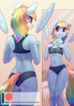  anthro anthrofied blush breasts butt chrysalisdraws detached_wings equid equine female floating_wings friendship_is_magic hair mammal mirror multicolored_hair my_little_pony pose pterippus purple_eyes rainbow_dash_(mlp) rainbow_hair reflection small_breasts solo wings 