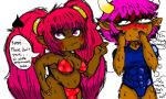  bodily_fluids clothing duo female hair horn illegalanimeswordie intersex invalid_color invalid_tag krem&eacute;(ias) maddy(ias) muscular spade sweat swimwear 