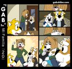  barefoot bodily_fluids brother brothers brown_fur brown_hair canid canine canis comic crying domestic_dog facial_hair father fur gab_shiba gabshiba gaby_shiba gao_shiba hair hug mammal mother mustache parent shiba_inu shiro_shiba sibling son spitz tears white_fur yellow_fur 