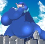  absurd_res anthro anthrofied big_breasts big_butt blush bodily_fluids breasts butt female frill_(anatomy) hi_res huge_breasts huge_butt kify looking_back macro mammal marine membrane_(anatomy) membranous_frill neck_frill nintendo pinniped pok&eacute;mon pok&eacute;mon_(species) pok&eacute;morph popplio sweat video_games 