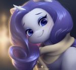  2019 animated blinking blue_eyes equid eyeshadow female friendship_is_magic hair horn looking_at_viewer makeup mammal my_little_pony purple_hair rarity_(mlp) scarf solo ukulilia unicorn 