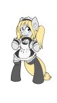  9:16 absurd_res clothing earth_pony embarrassed equid equine hi_res horse legwear maid_uniform mammal my_little_pony pigtails pony simple_background socks solo uniform white_background 