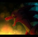  2013 amber_eyes black_bars digital_media_(artwork) dragon feral horn open_mouth skaydie smile solo spines teeth tongue 