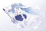  blue_hair dress hatsune_miku inosia kneehighs long_hair original snow_miku vocaloid 