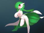 4:3 areola big_areola big_breasts blue_background blush breasts clothing dress female flora_fauna gardevoir gradient_background hi_res humanoid nintendo nipples on_one_leg open_mouth plant plantpenetrator pok&eacute;mon pok&eacute;mon_(species) pok&eacute;morph pussy raised_clothing raised_dress red_eyes simple_background solo standing video_games white_body 